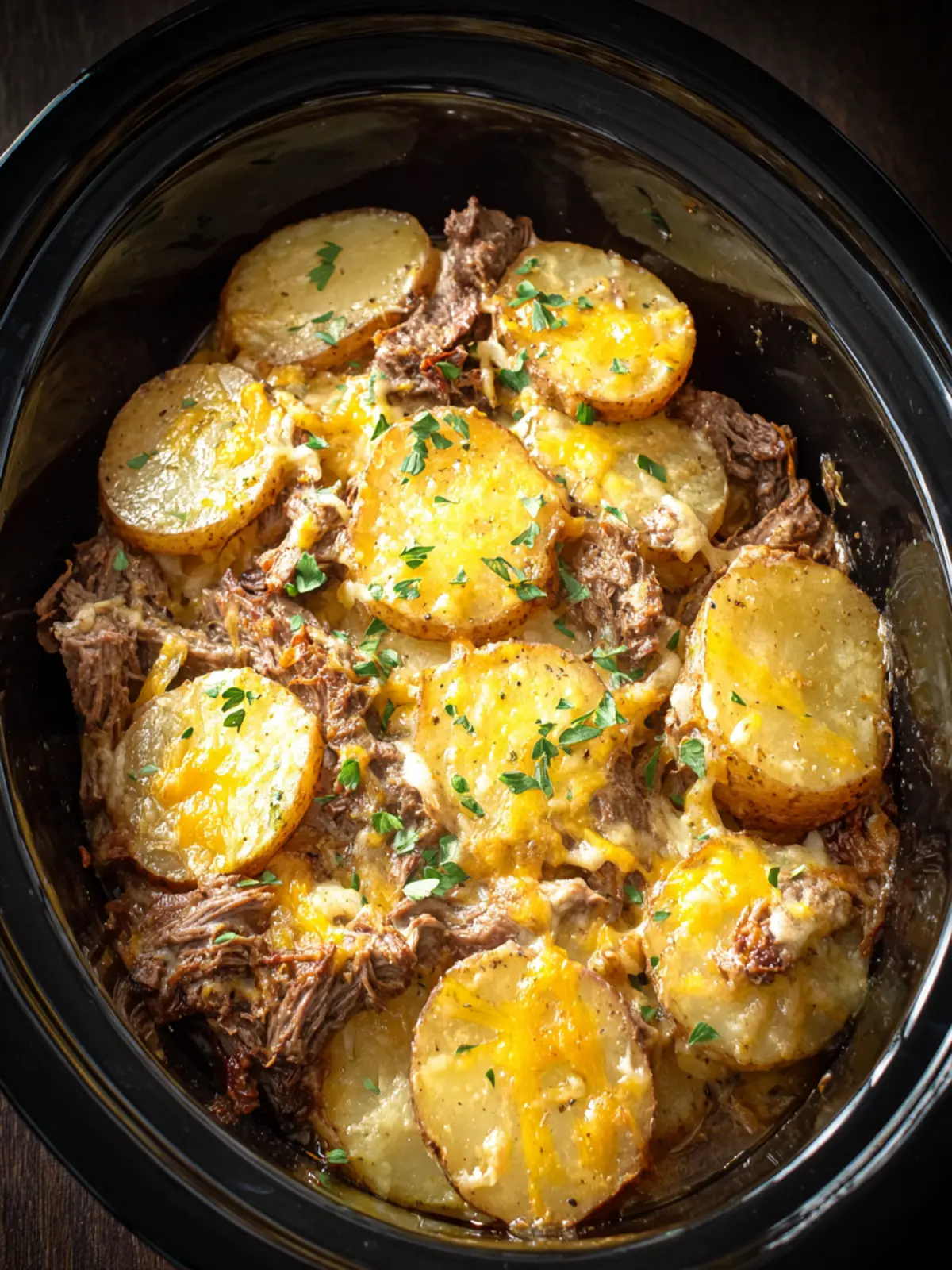 Slow Cooker Beef and Potato Au Gratin First Image