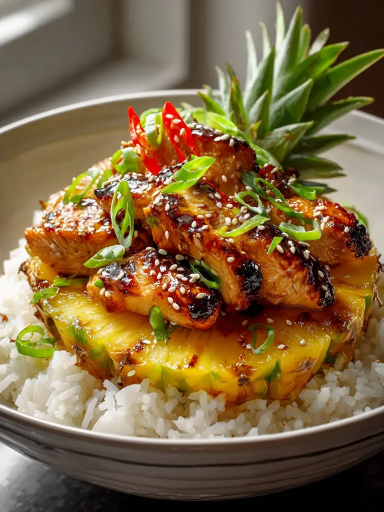 Tropical Teriyaki Chicken Pineapple Bowl and Coconut Rice First Image