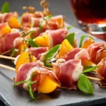 Elegant Prosciutto and Pickled Peach Appetizer Skewers First Image